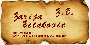 Zarija Belaković vizit kartica